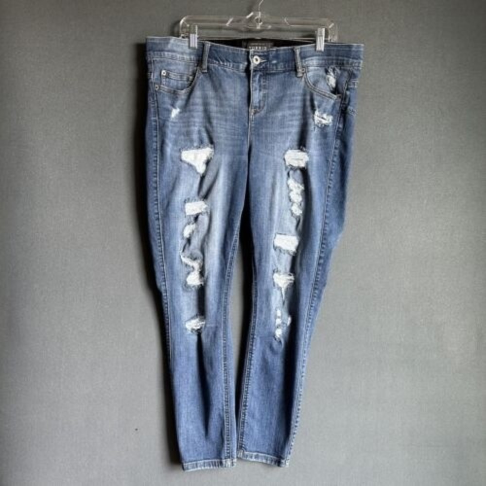 Torrid Jeans Womens Size 18S Destroyed Bombshell Skinny Blue Denim Stretch Pants